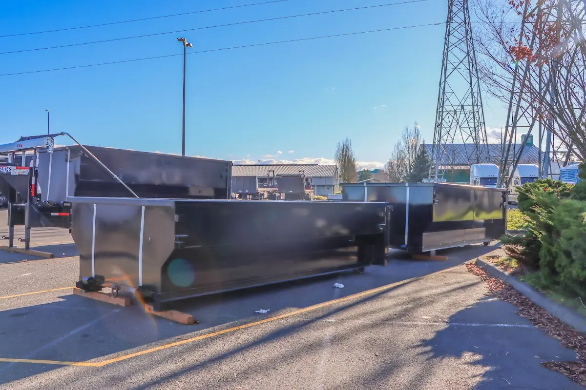 Roll-off dumpster ready for waste disposal at job site for 12 Yard Dumpster Rental in Rancho Cucamonga